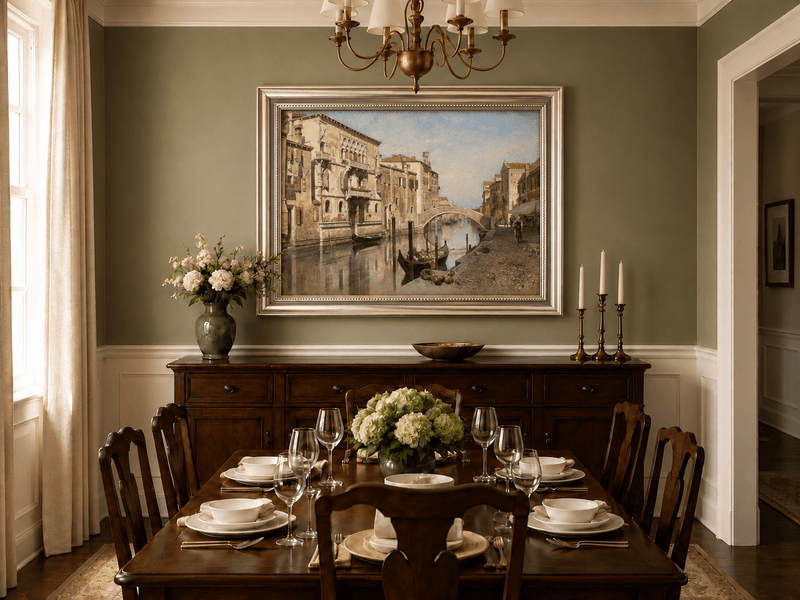 Landscape Oil Painting - Venice Cityscape & Ornate Buildings