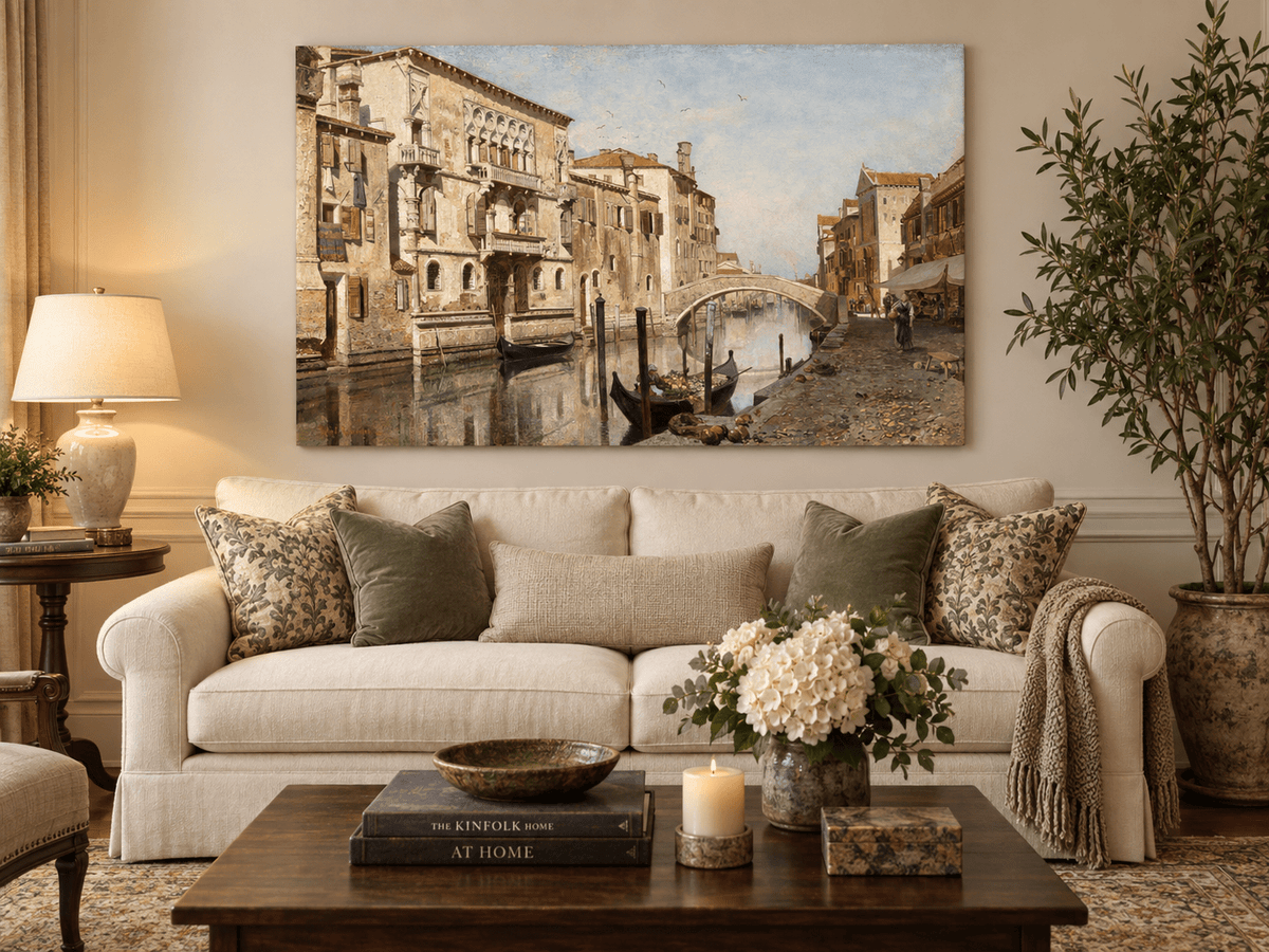 Landscape Oil Painting - Venice Cityscape & Ornate Buildings