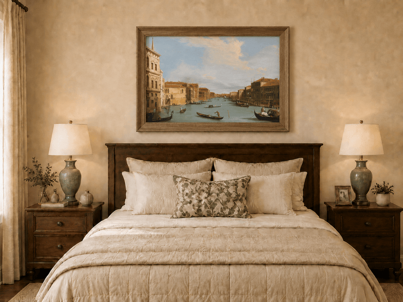 Peinture à l'huile de paysage - Gondoles du Grand Canal de Venise