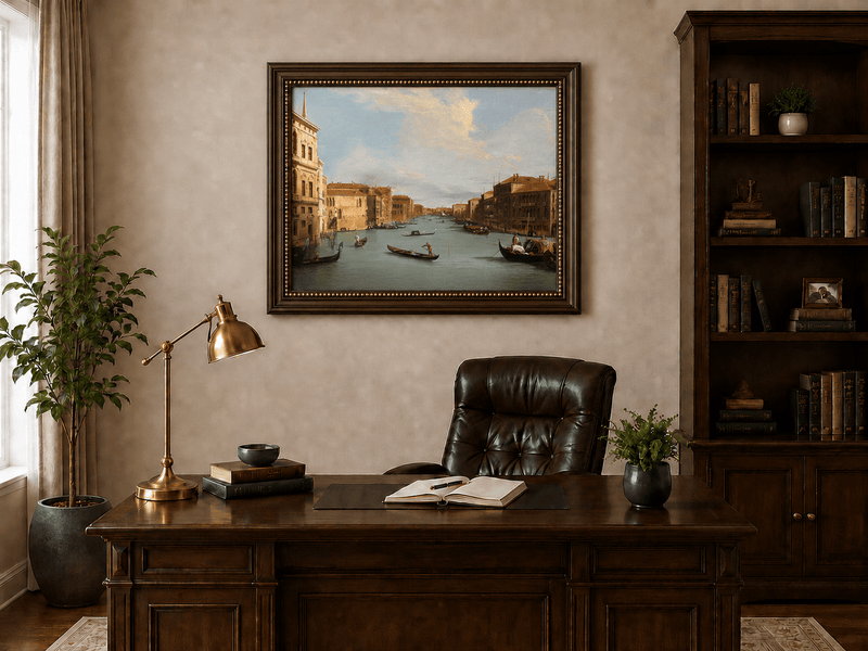 Peinture à l'huile de paysage - Gondoles du Grand Canal de Venise
