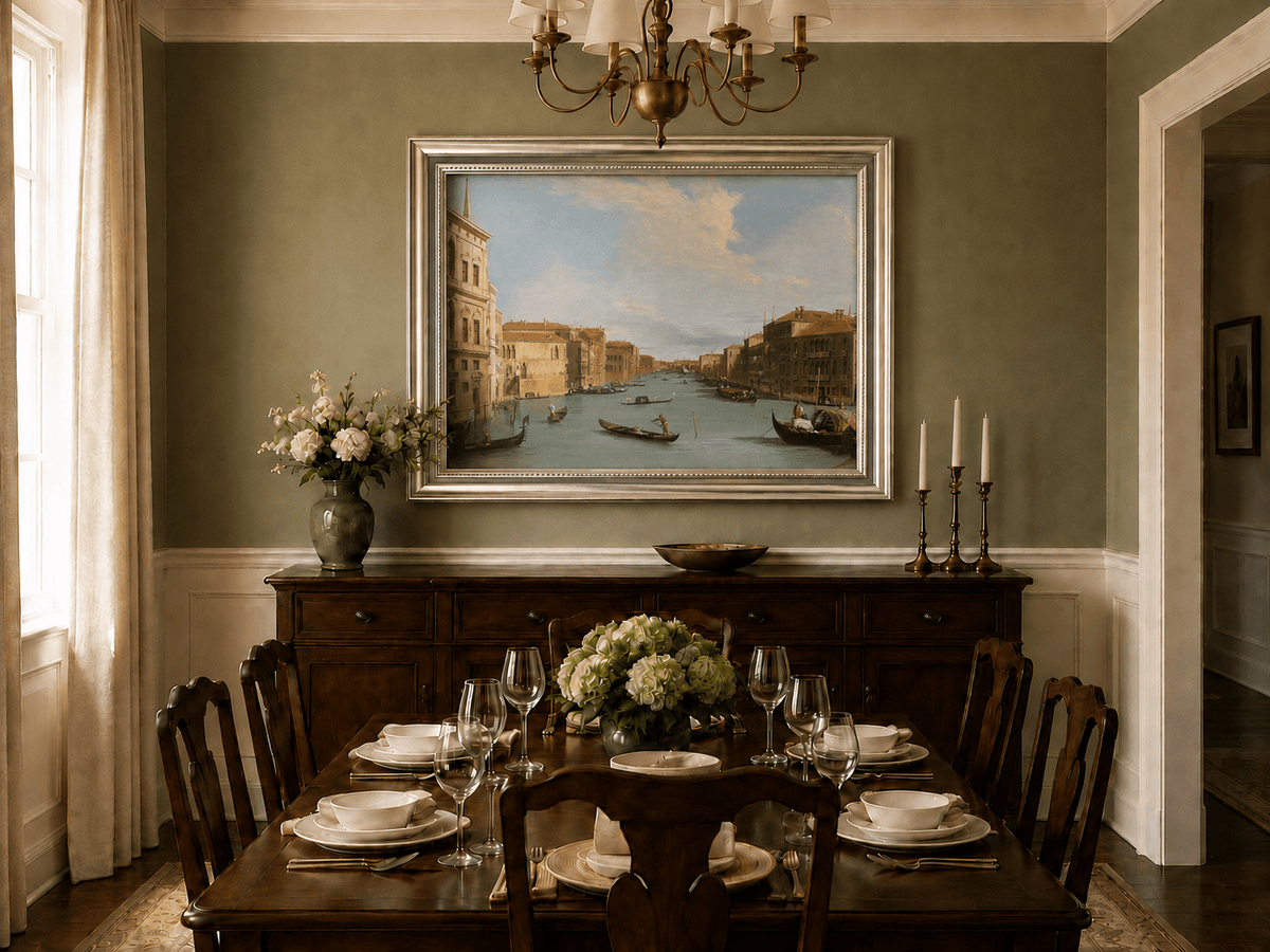 Peinture à l'huile de paysage - Gondoles du Grand Canal de Venise