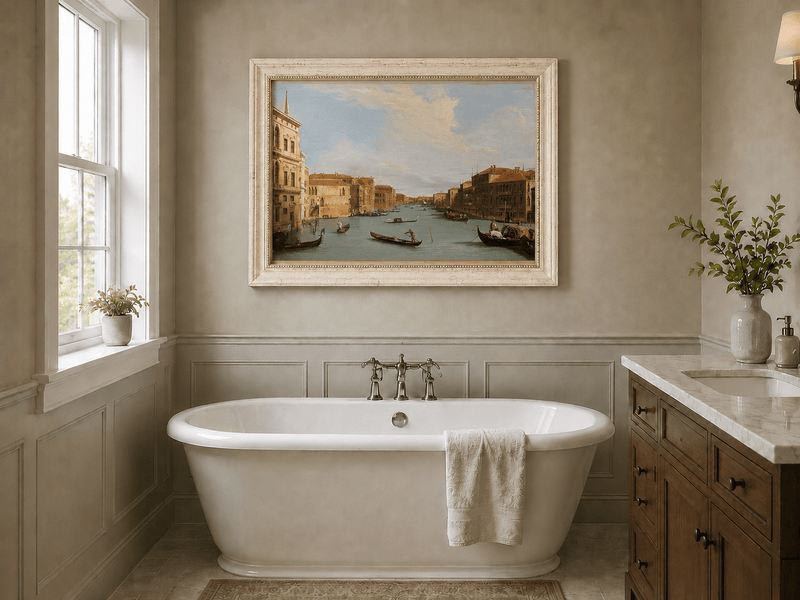 Peinture à l'huile de paysage - Gondoles du Grand Canal de Venise