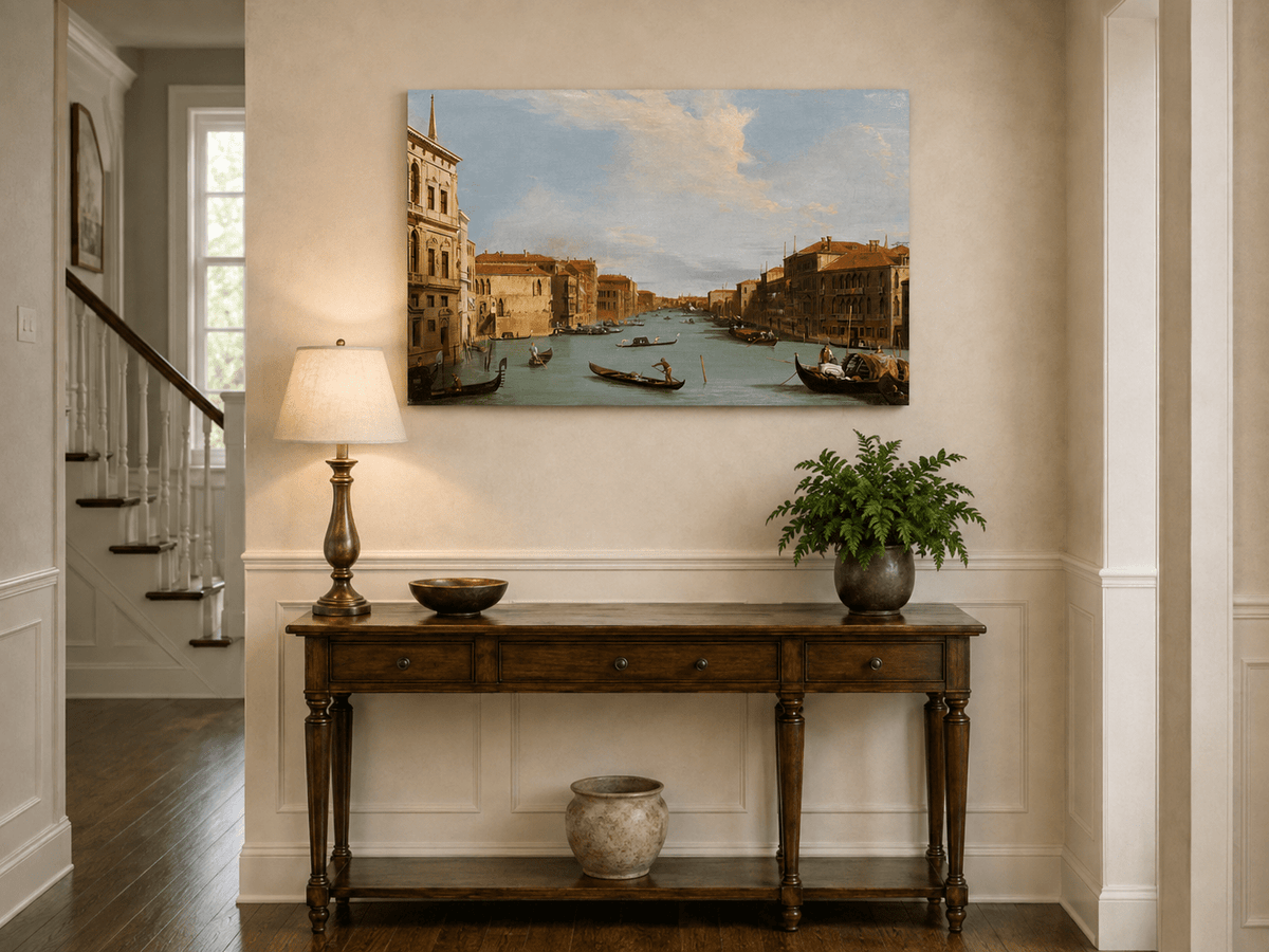 Peinture à l'huile de paysage - Gondoles du Grand Canal de Venise