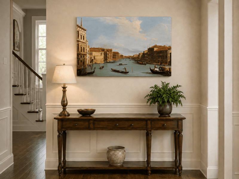 Peinture à l'huile de paysage - Gondoles du Grand Canal de Venise