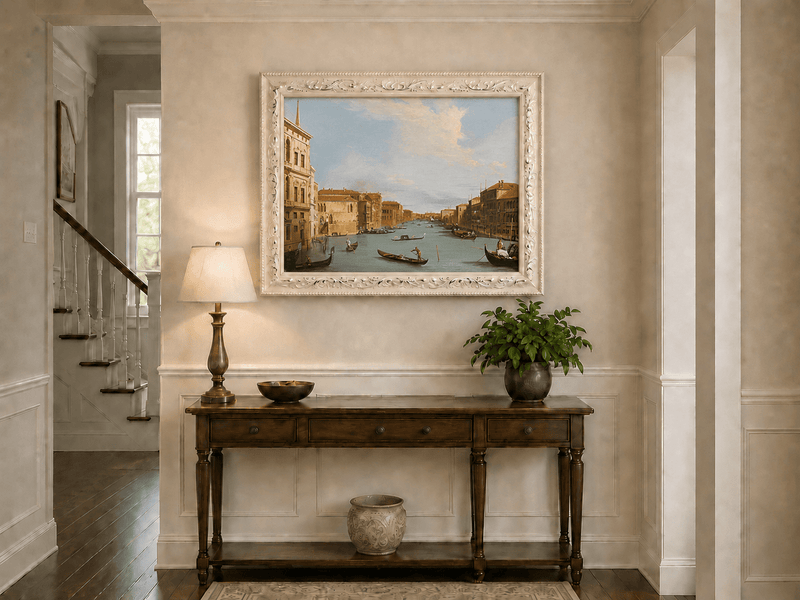 Peinture à l'huile de paysage - Gondoles du Grand Canal de Venise