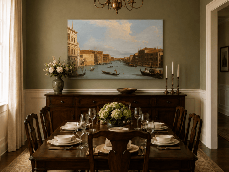 Peinture à l'huile de paysage - Gondoles du Grand Canal de Venise