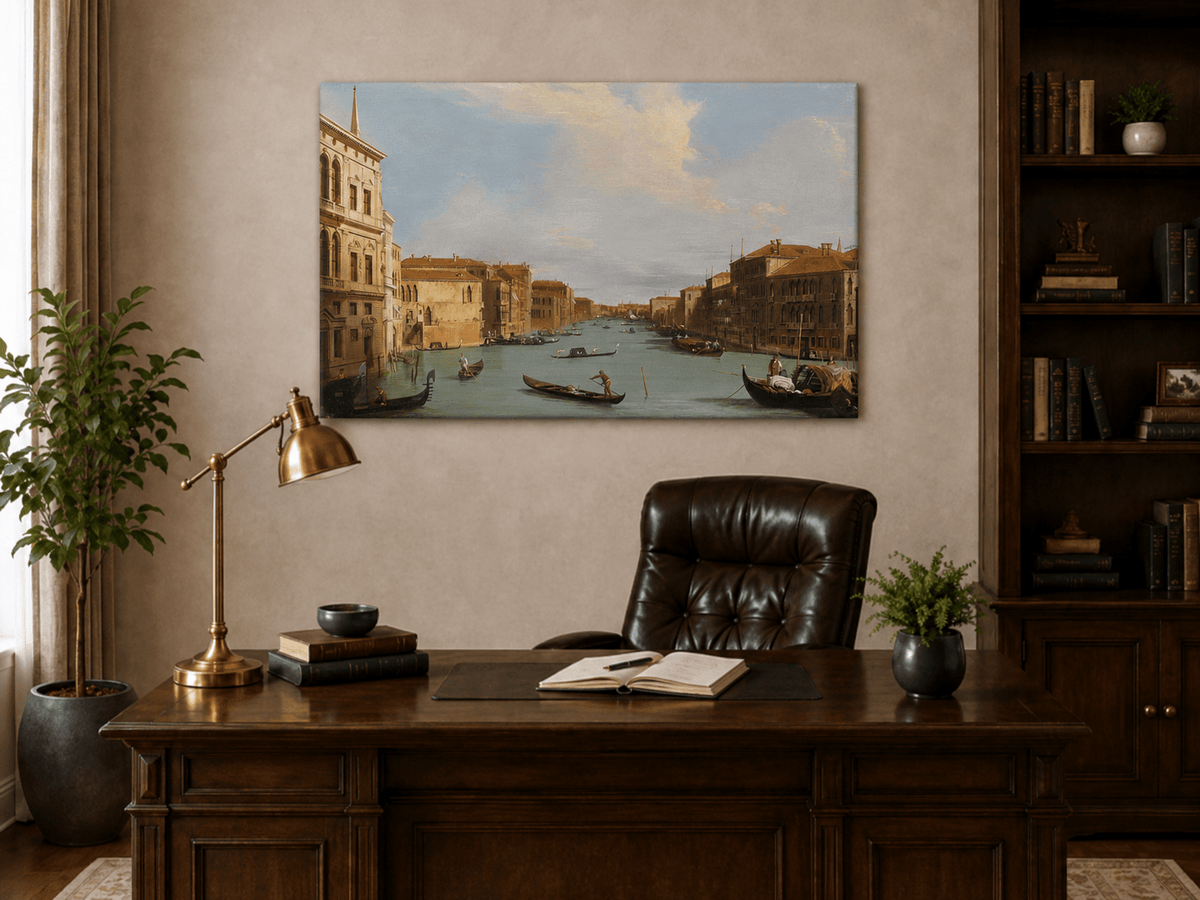 Peinture à l'huile de paysage - Gondoles du Grand Canal de Venise