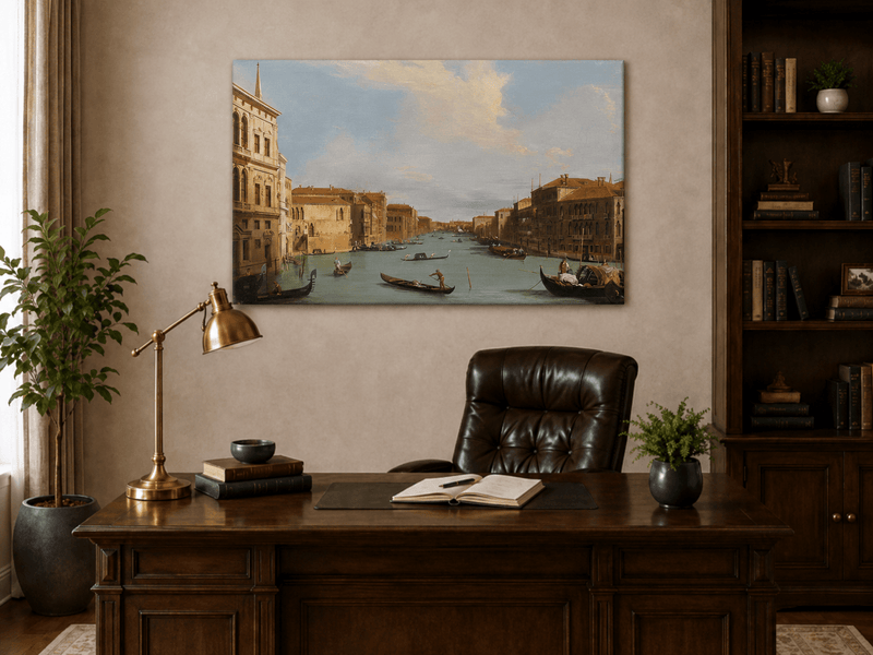 Peinture à l'huile de paysage - Gondoles du Grand Canal de Venise