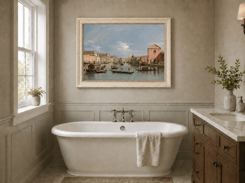 Landscape Oil Painting - Venice Grand Canal Gondolas & Palaces