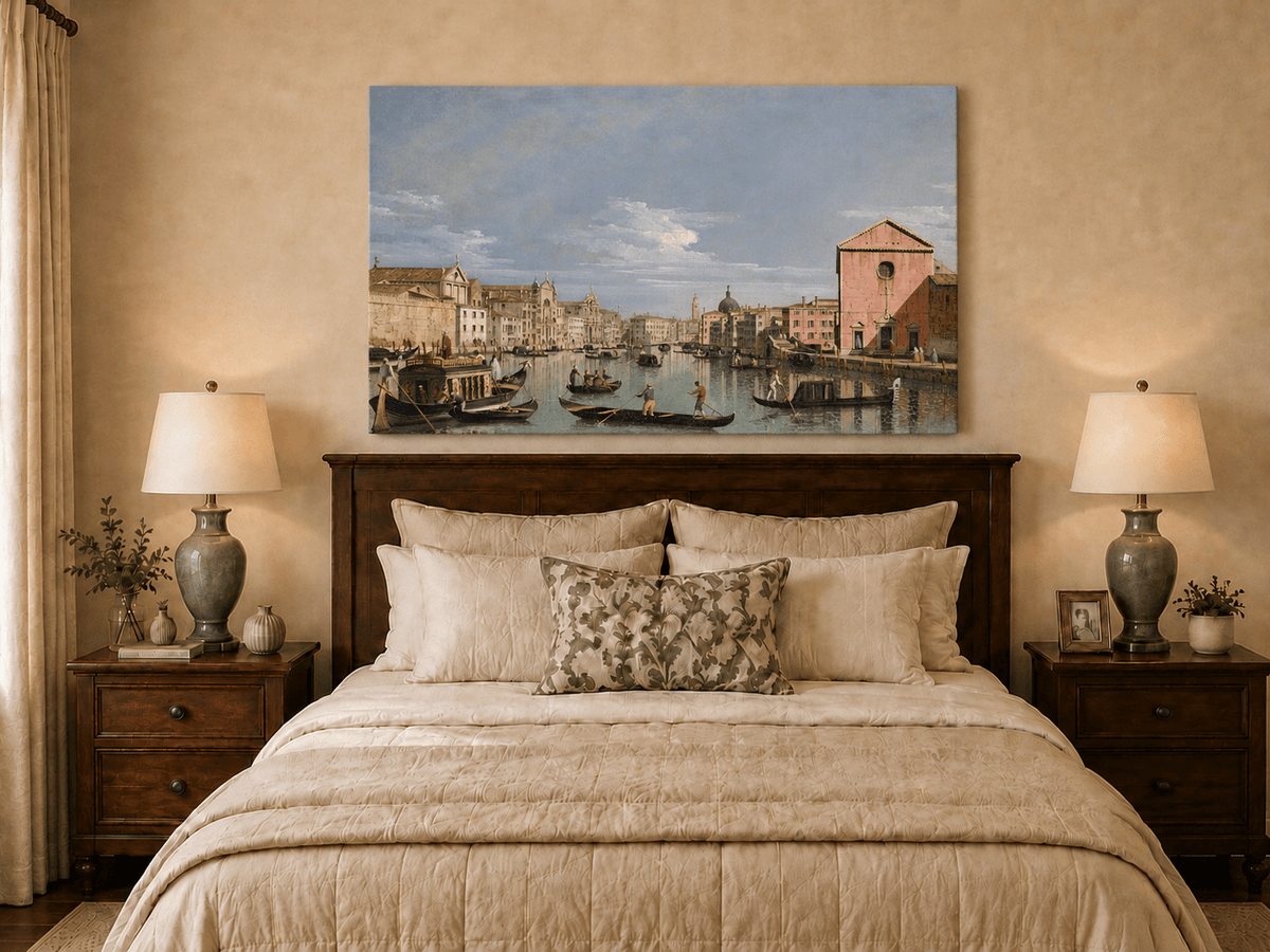 Landscape Oil Painting - Venice Grand Canal Gondolas & Palaces