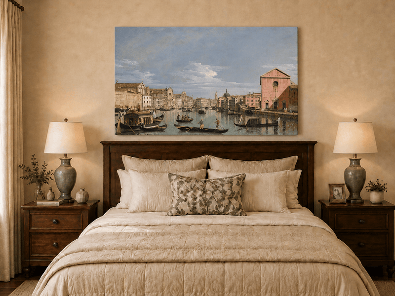 Landscape Oil Painting - Venice Grand Canal Gondolas & Palaces