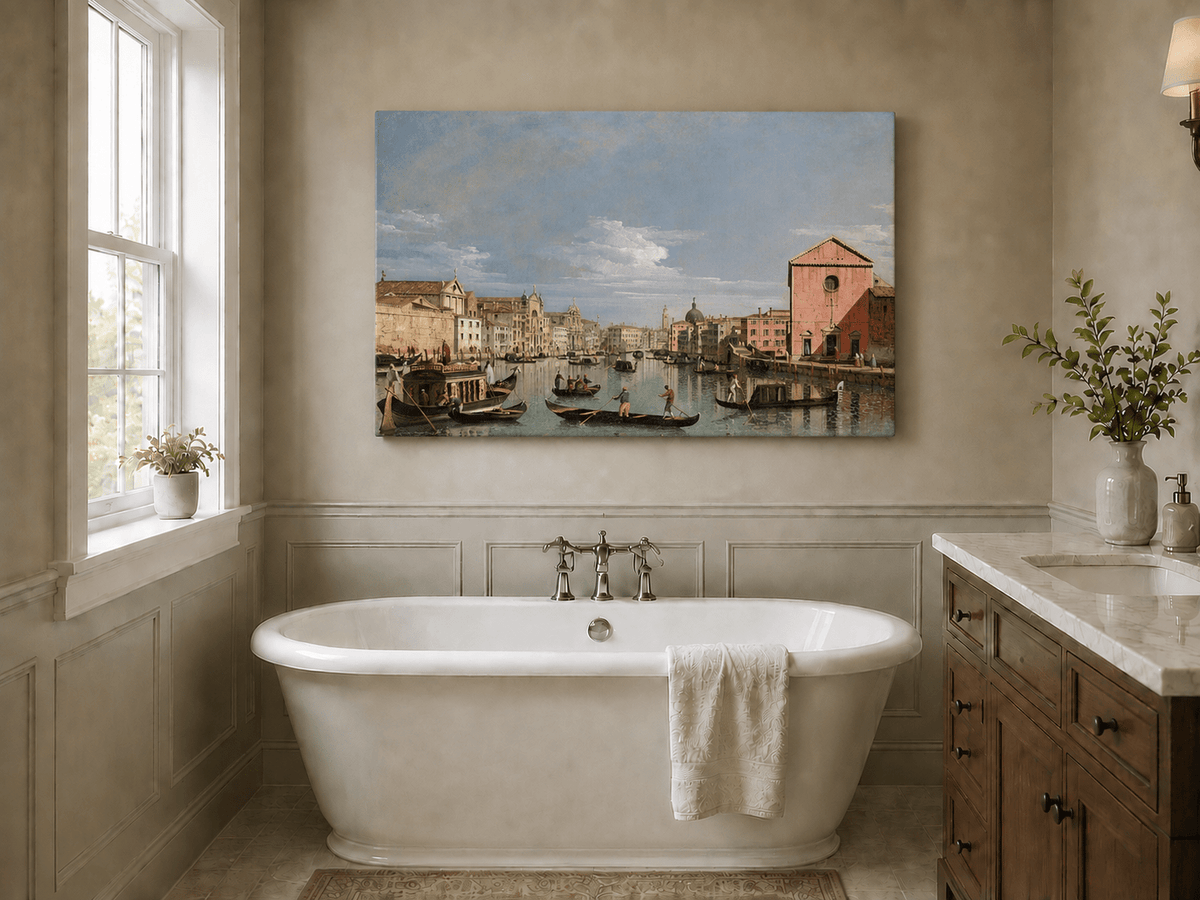 Landscape Oil Painting - Venice Grand Canal Gondolas & Palaces