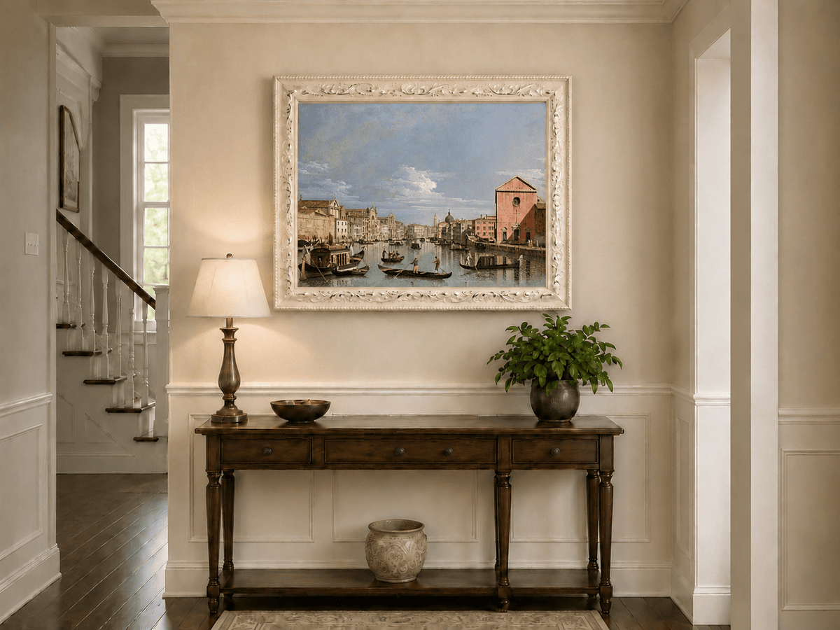 Landscape Oil Painting - Venice Grand Canal Gondolas & Palaces