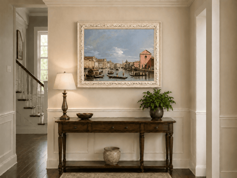 Landscape Oil Painting - Venice Grand Canal Gondolas & Palaces
