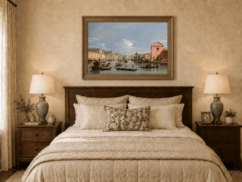 Landscape Oil Painting - Venice Grand Canal Gondolas & Palaces