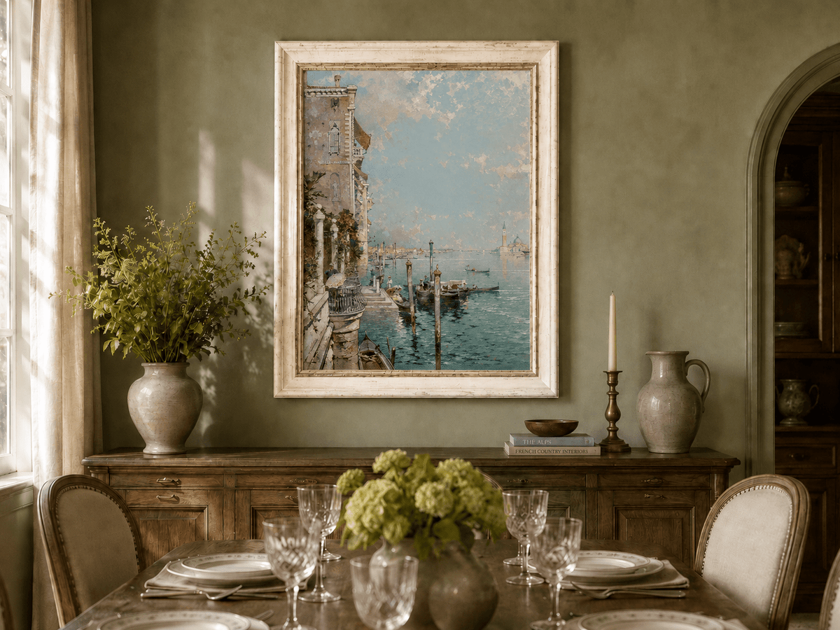 Peinture à l'huile de paysage - Rivière printanière avec pêcheur et arbres