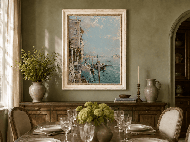 Peinture à l'huile de paysage - Rivière printanière avec pêcheur et arbres
