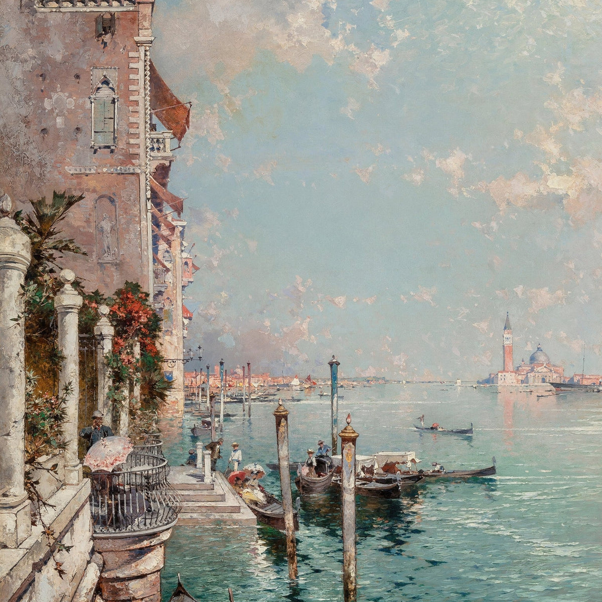 Hand-painted venice grand canal with san giorgio view landscape oil painting on canvas