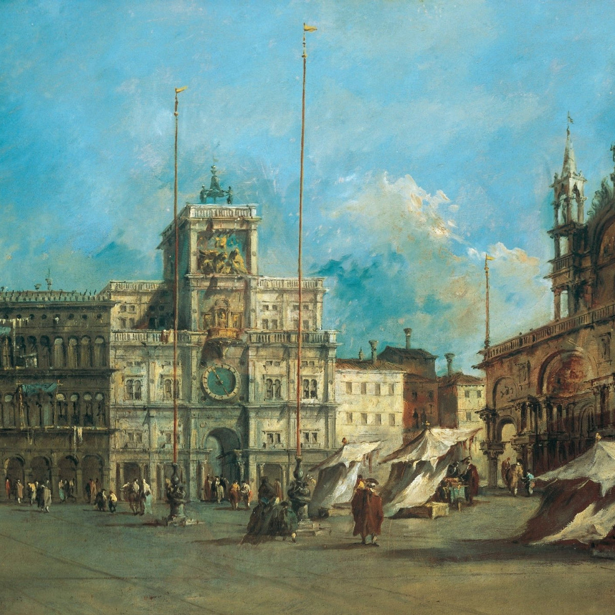 Hand-painted venice st. mark's square clocktower landscape oil painting on canvas