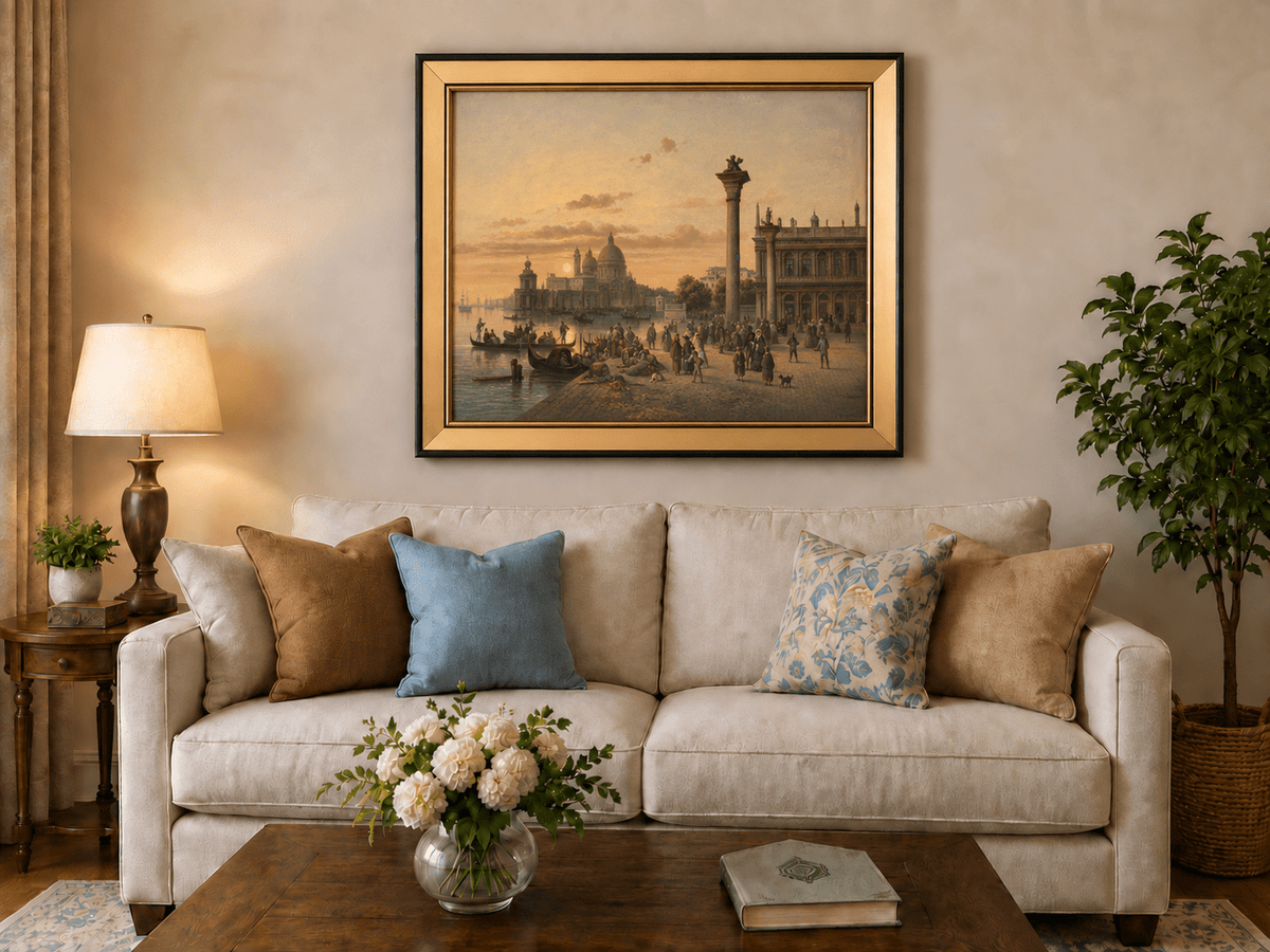 Peinture à l'huile paysage - Venise au coucher du soleil | Paysage urbain peint à la main