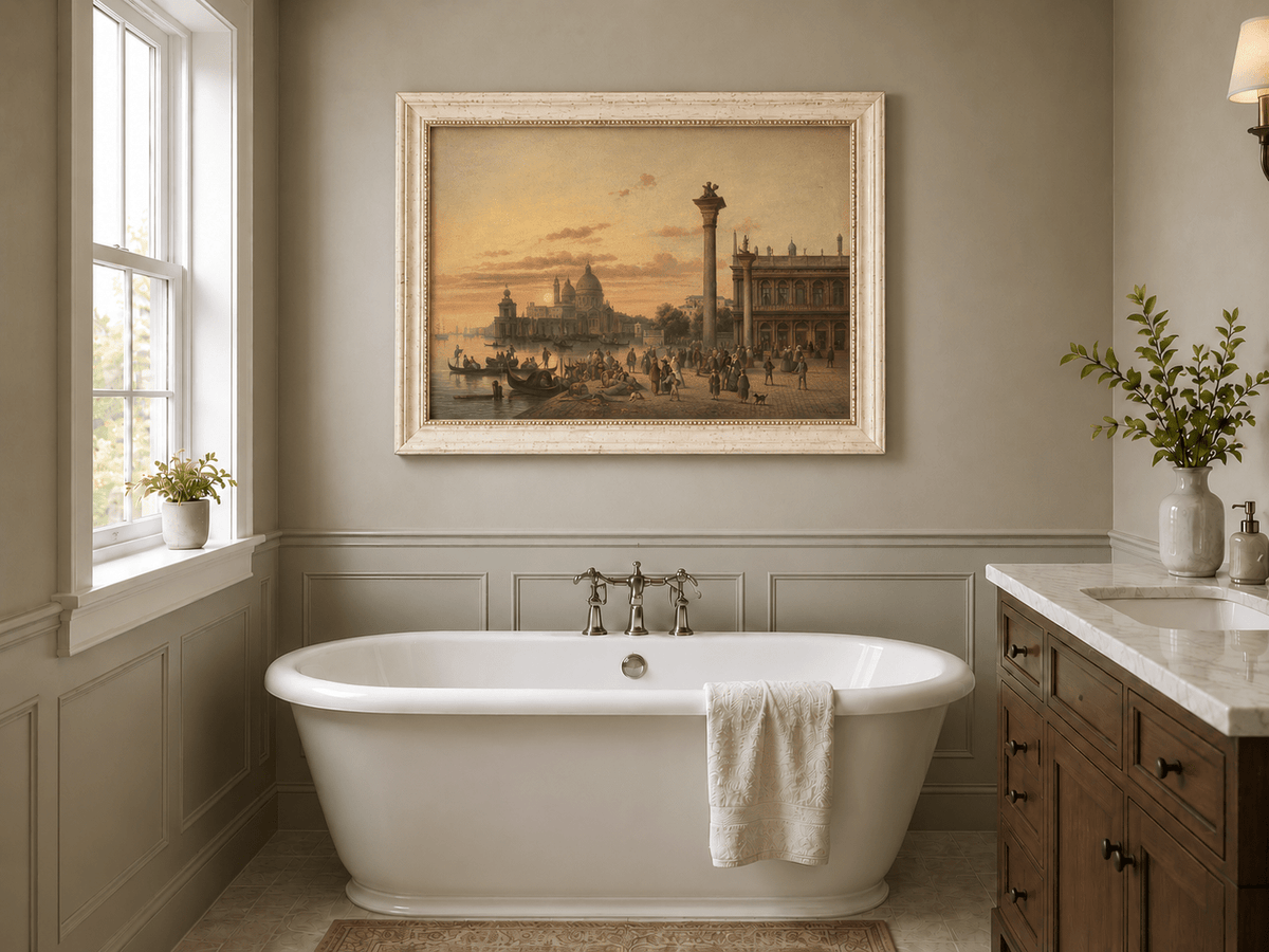 Peinture à l'huile paysage - Venise au coucher du soleil | Paysage urbain peint à la main