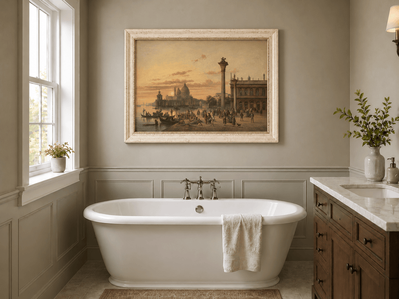 Peinture à l'huile paysage - Venise au coucher du soleil | Paysage urbain peint à la main