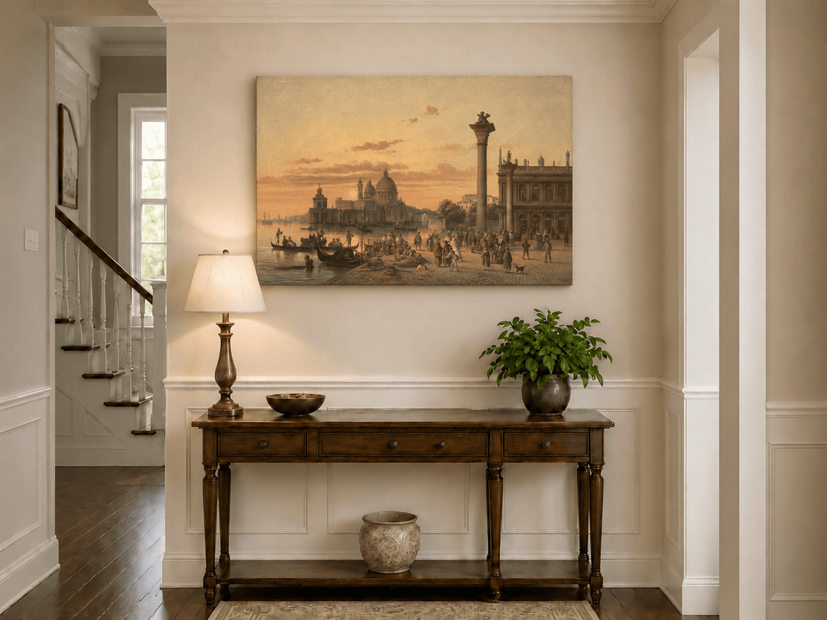 Peinture à l'huile paysage - Venise au coucher du soleil | Paysage urbain peint à la main