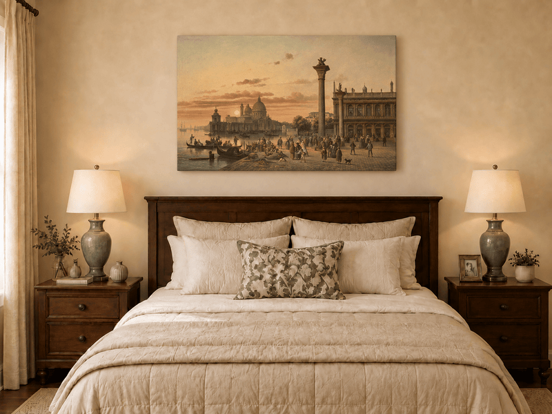 Peinture à l'huile paysage - Venise au coucher du soleil | Paysage urbain peint à la main