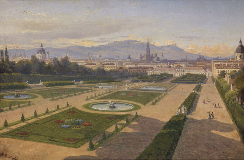 Landscape Oil Painting - Vienna Cityscape Garden & Fountains, Landmarks - Oil Painting Haven