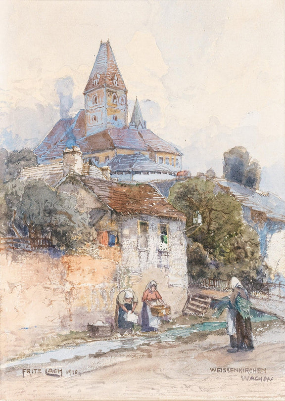 Landscape Oil Painting - Village Church on a Sunny Hillside - Oil Painting Haven