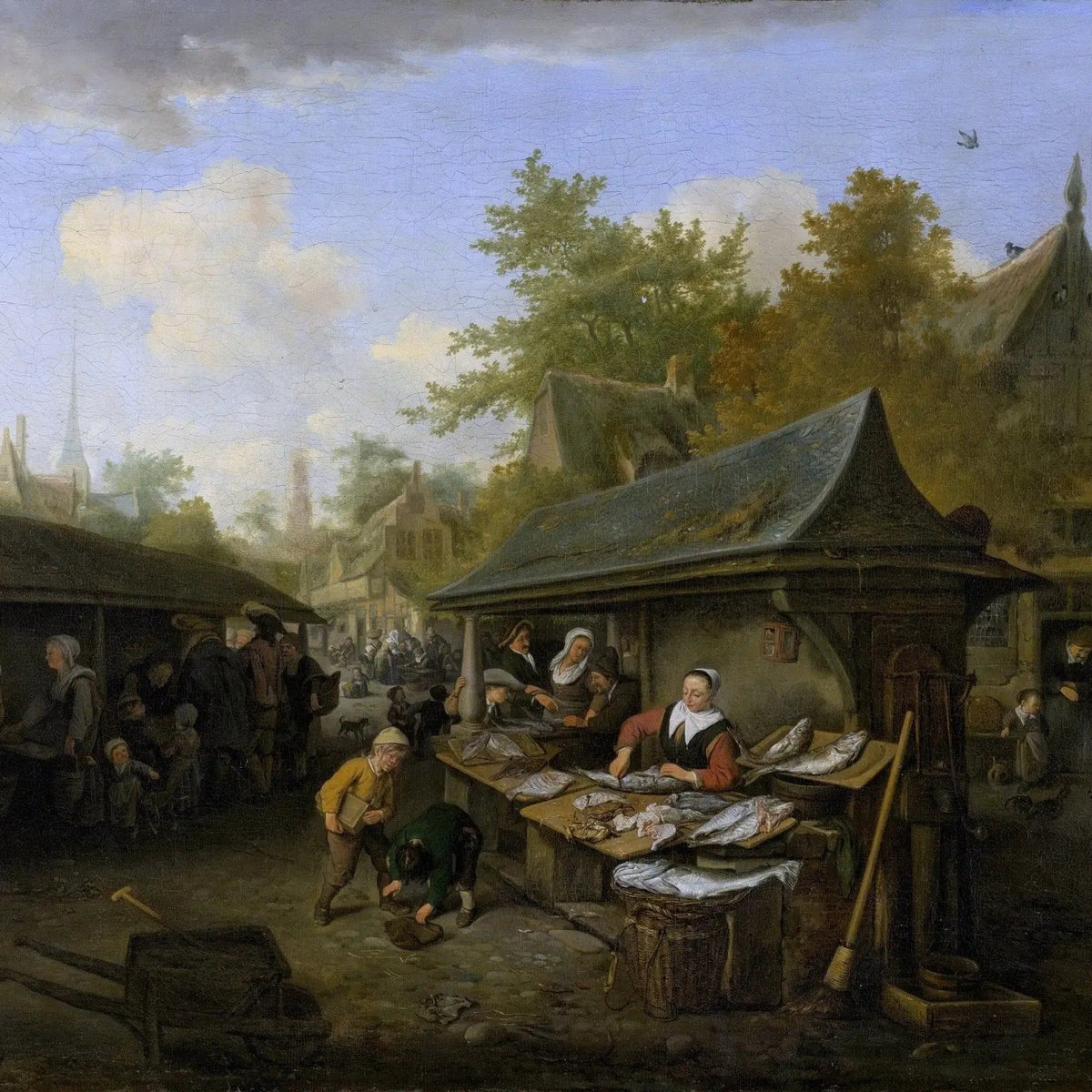 Landscape Oil Painting - Village Market Scene - Oil Painting Haven