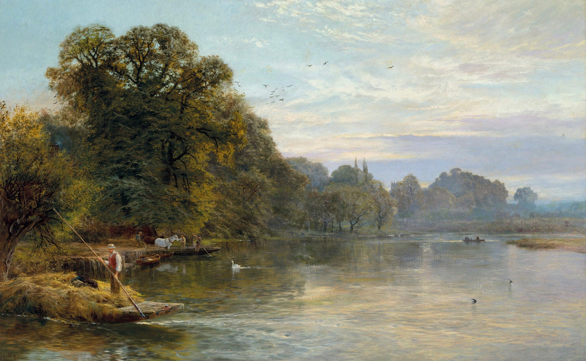 Peinture à l'huile de paysage - Gouffre rocheux spectaculaire avec personnages