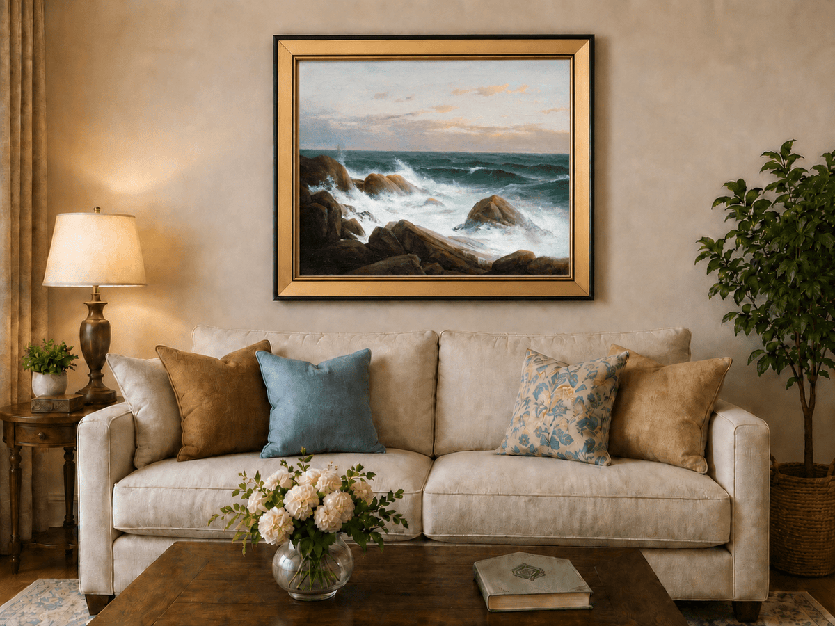 Landscape Oil Painting - Waves Crashing on Rocky Coast