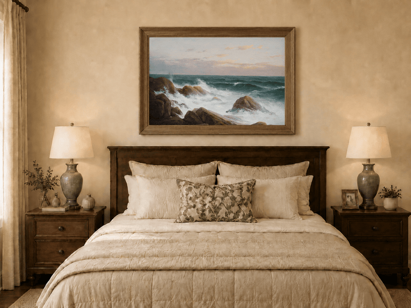 Landscape Oil Painting - Waves Crashing on Rocky Coast