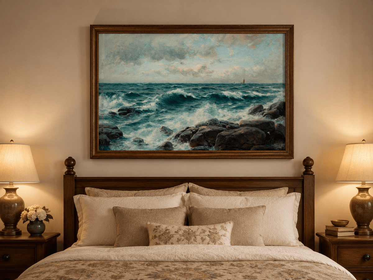 Landscape Oil Painting - Waves Crashing on Rocky Coast