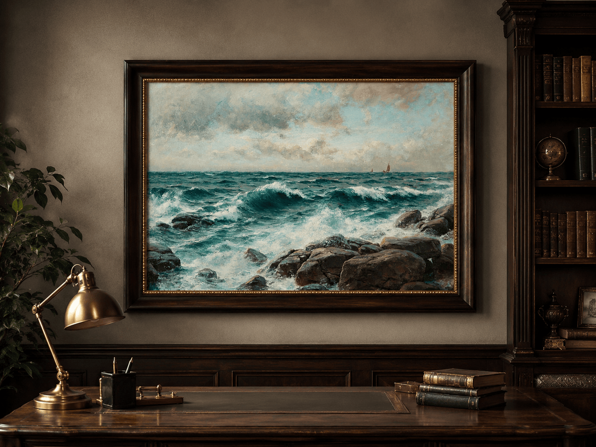 Landscape Oil Painting - Waves Crashing on Rocky Coast
