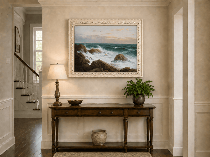 Landscape Oil Painting - Waves Crashing on Rocky Coast