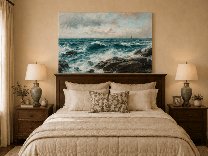 Landscape Oil Painting - Waves Crashing on Rocky Coast