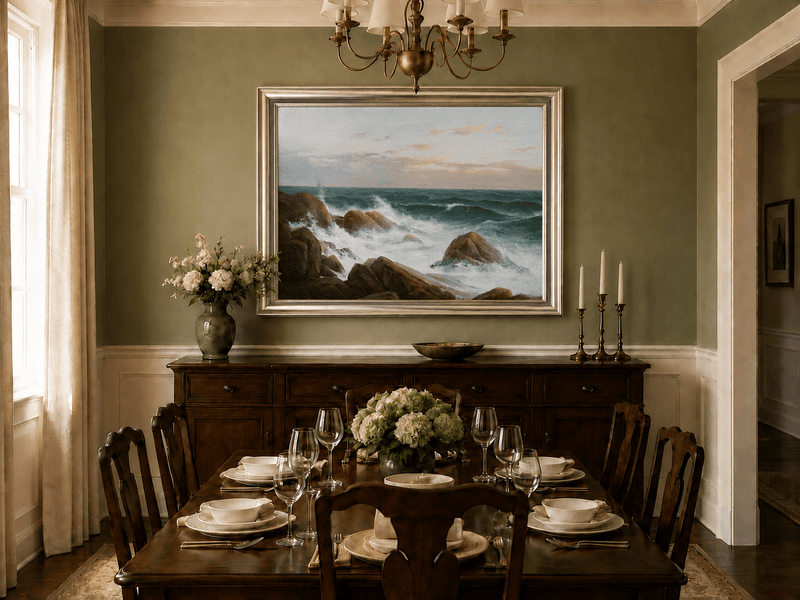 Landscape Oil Painting - Waves Crashing on Rocky Coast