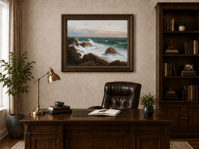 Landscape Oil Painting - Waves Crashing on Rocky Coast