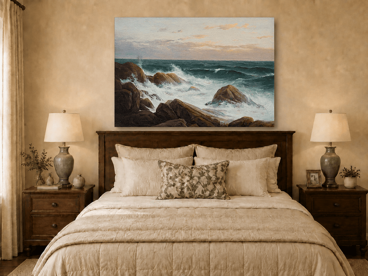 Landscape Oil Painting - Waves Crashing on Rocky Coast