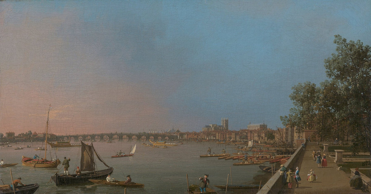 Hand-painted westminster on the thames with boats landscape oil painting on canvas