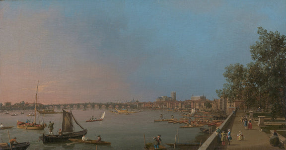 Hand-painted westminster on the thames with boats landscape oil painting on canvas