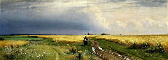 Landscape Oil Painting - Wheat Fields Path Under Dramatic Sky - Oil Painting Haven