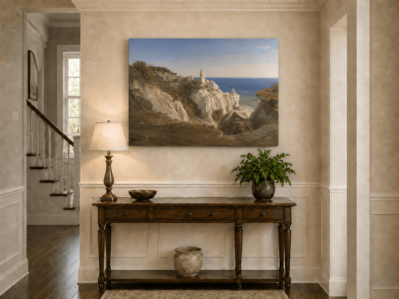 Landscape Oil Painting - White Coastal Cliffs and Blue Sea View