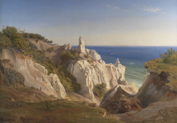 Landscape Oil Painting - White Coastal Cliffs and Blue Sea View - Oil Painting Haven
