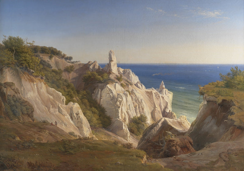 Landscape Oil Painting - White Coastal Cliffs and Blue Sea View - Oil Painting Haven