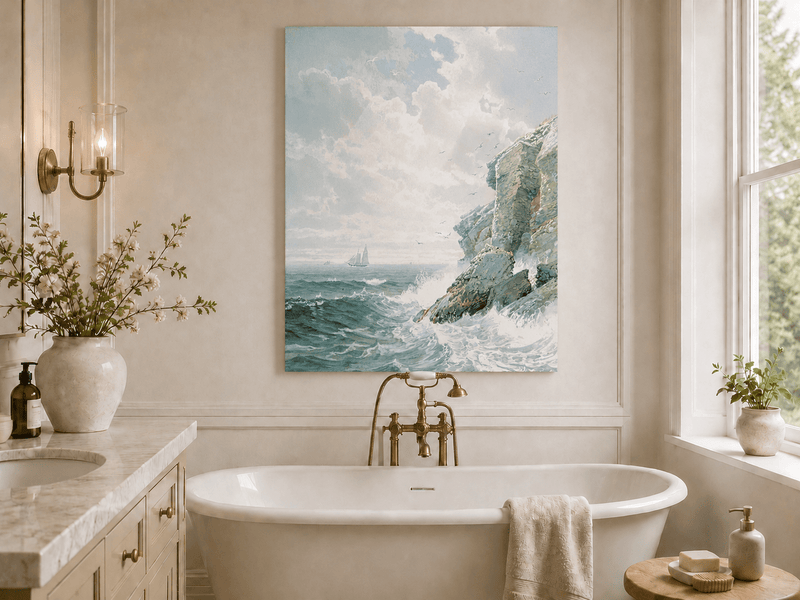 Landscape Oil Painting - White Coastal Cliffs