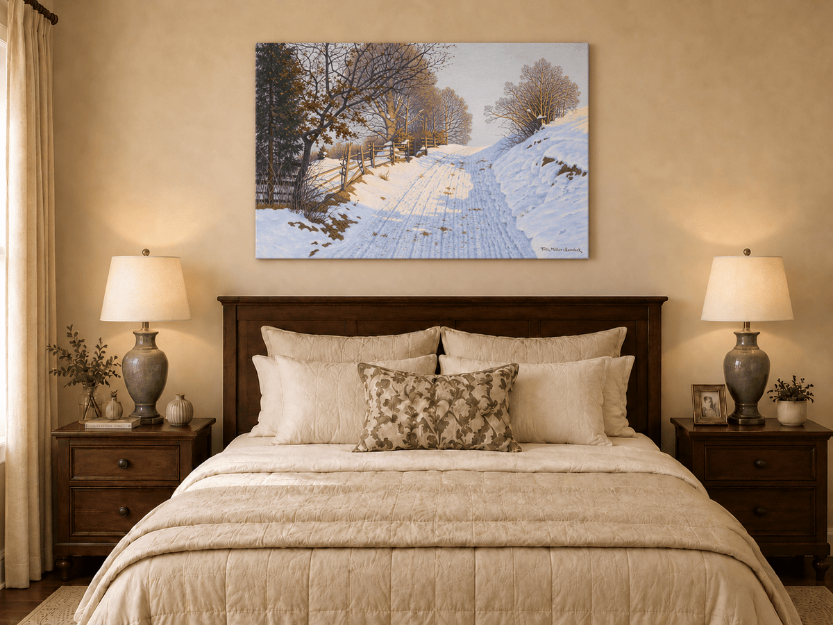 Landscape Oil Painting - Winter Country Road in Snow