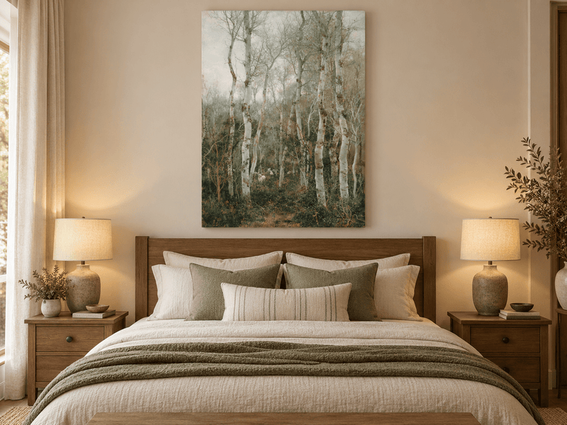 Landscape Oil Painting - Winter Forest with Birch Trees